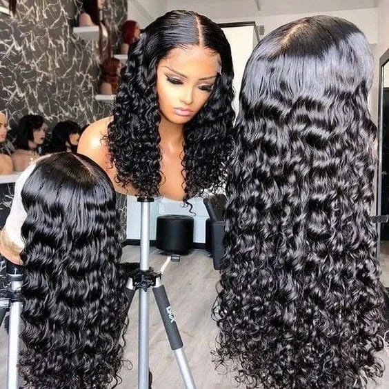 13x6 Brazilian Human Hair Hd Lace Front Wig,5x5 Glueless Hd Lace Closure Wig,Long Deep Water Wave Hd Lace Frontal Wig