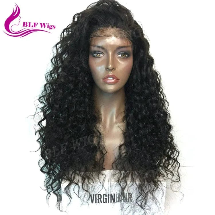 13x6 Unprocessed Virgin Brazilian Hair Glueless Wigs, Kinky Curly Human Hair HD Full Lace Frontal Wig