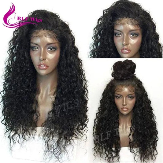 13x6 Unprocessed Virgin Brazilian Hair Glueless Wigs, Kinky Curly Human Hair HD Full Lace Frontal Wig