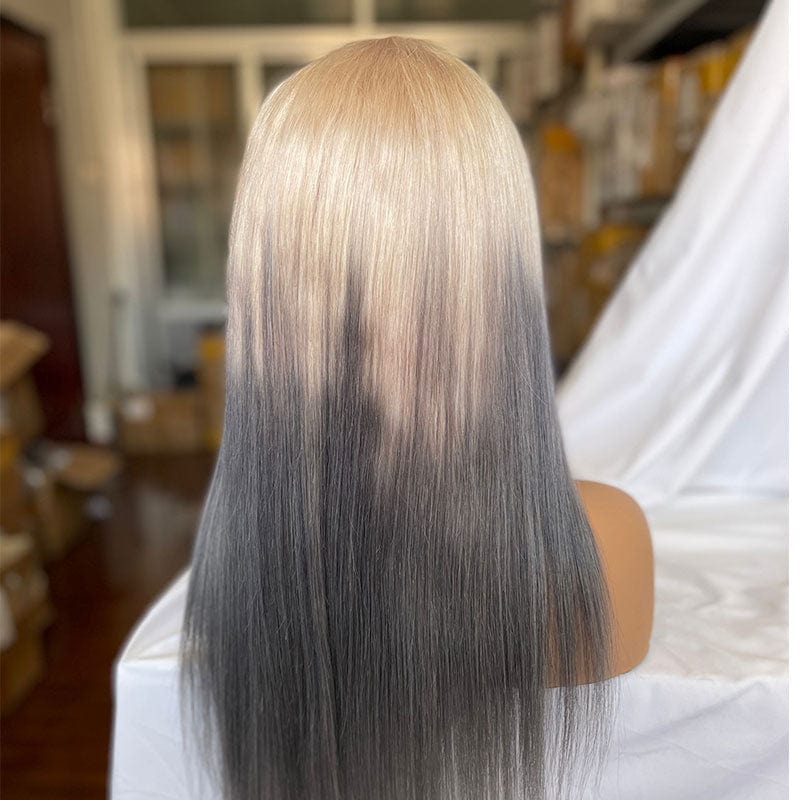 14" / Grey Ombre Brown Body Wave Wig Blonde Colored Human Hair Wigs For Women Pre Plucked Remy Brazilian Straight Lace Front Wig Human Hair