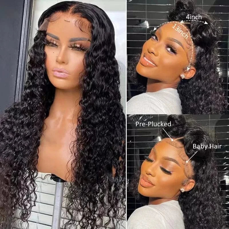 14 Inches / 3 new fashion 13X4 frontal supper double drawn 300% density 100% human hair 12A high quality jerry curly hair