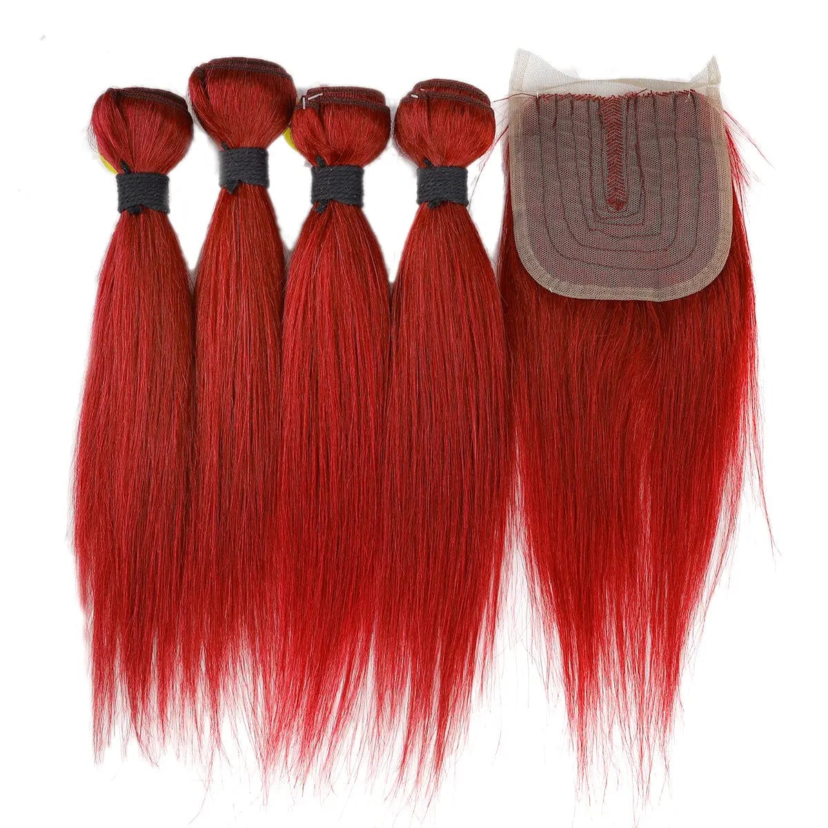14 inches (4pcs bundle + 1 pc closure) / BG# Ombre red brown blond color Hair