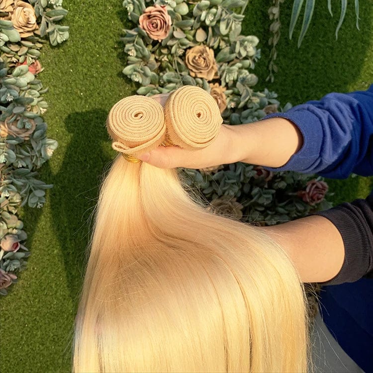14 Inches / #613 Straight Becus Hair Blond Cuticle Aligned Raw 613 Virgin Hair Bundles With Frontal/Closure,Wholesale Bundle Virgin Hair Vendor