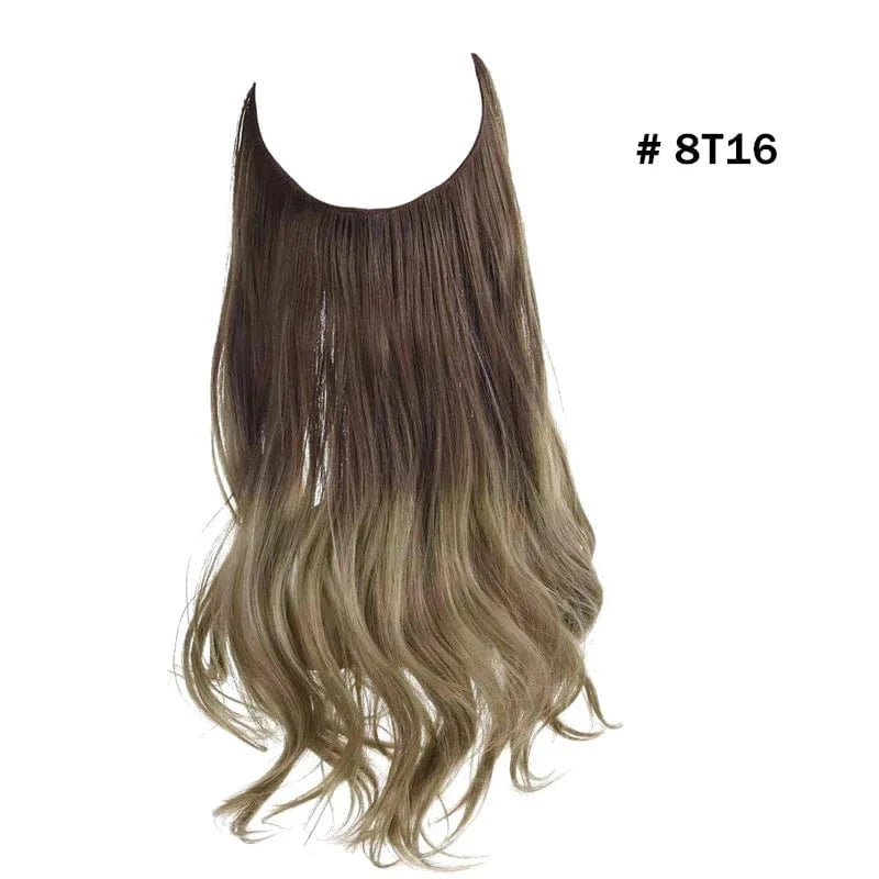 14 Inches / 8T16 SARLA  Wholesale Dropshipping Suppliers Own Brand One Piece Fiber Futura Ombre Invisible Wire Seamless Synthetic Hair Extensions
