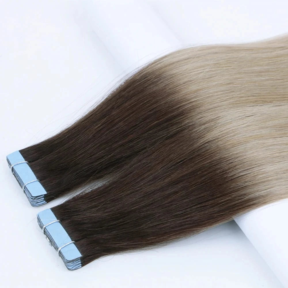 14 Inches / #ASH BLONDE 20inch Real Human cuticle vrigin remy hair tape human hair extensions for beautiful ladies