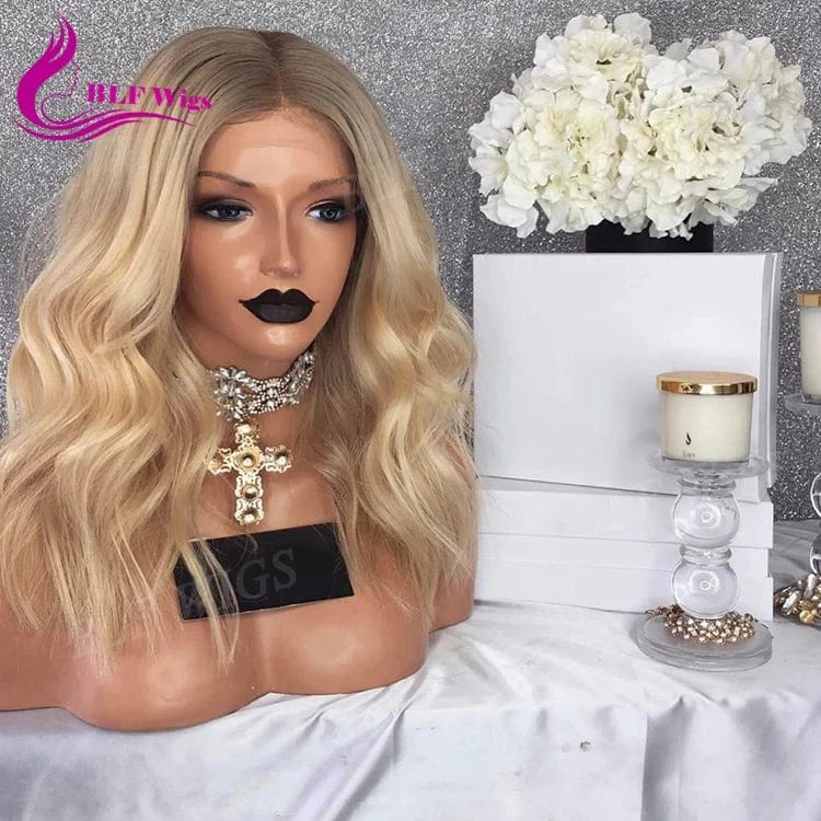 14 Inches / ash blonde Light Ash Blonde Hair Color Glueless Lace Wig Short Brazilian Hair Full Lace Wig