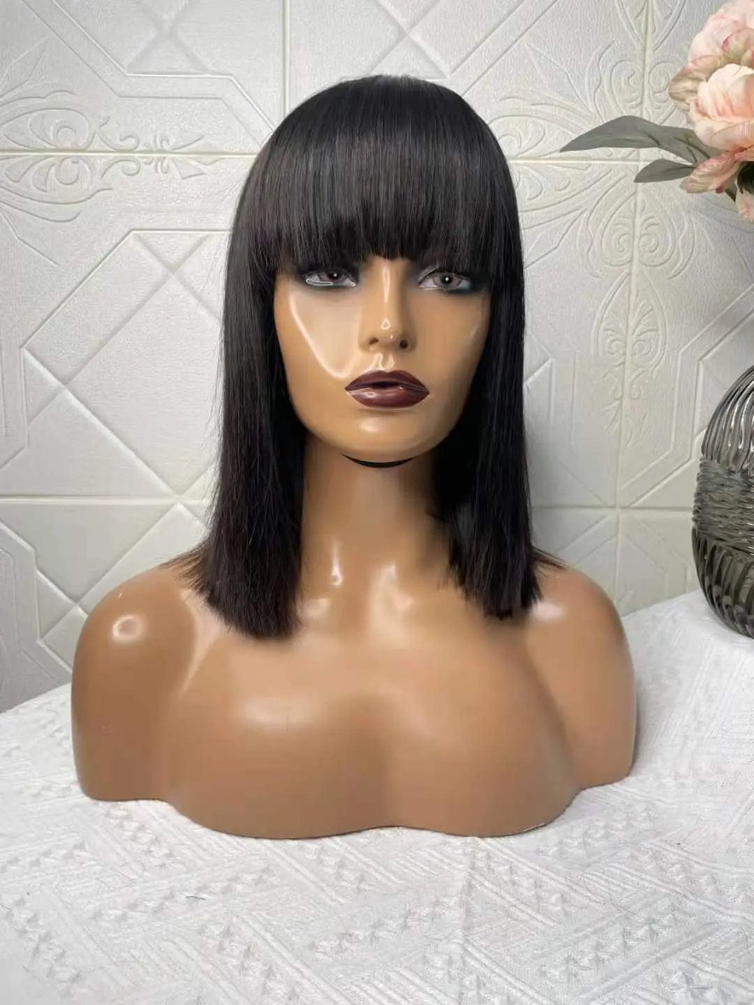 14 Inches / Bob With Fringle Piano Color Double Drawn Short Bob Wig