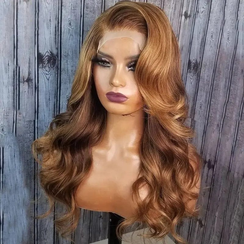 14 Inches / Body Wave Factory Deals Highlight Brown Color Body Wave Cuticle Aligned Human Hair Lace Front Wigs