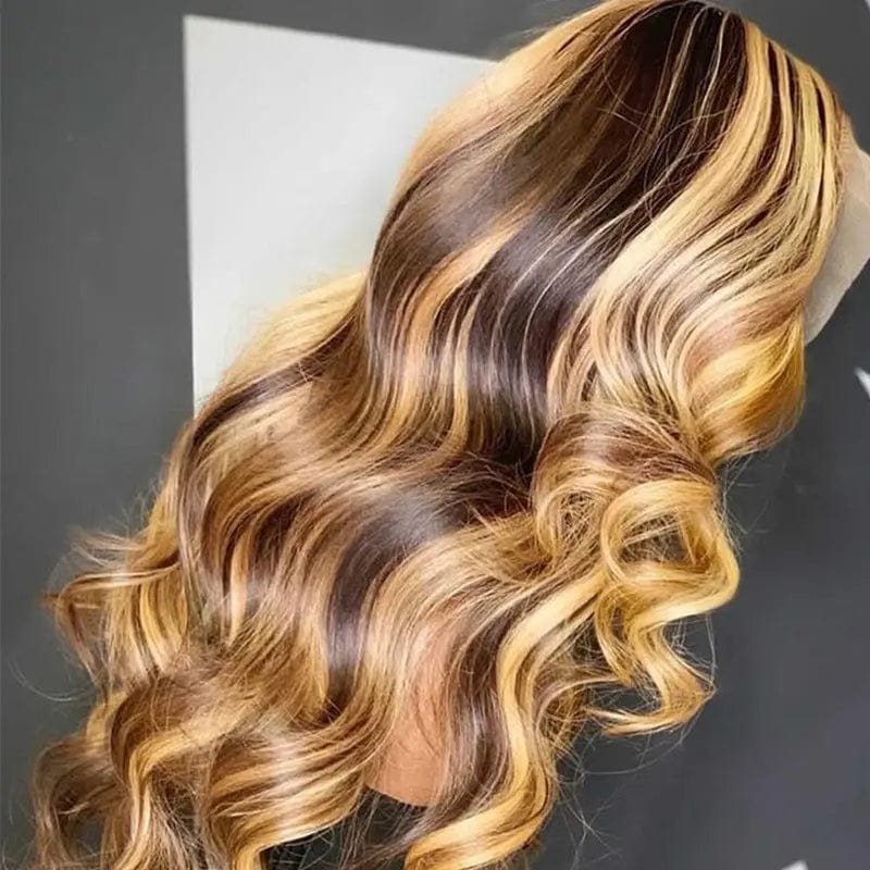 14 Inches / # Color2 Hair Color Texture Customized Long 40 Inches Honey Brown Highlight Cuticle Aligned Hair HD Lace Front Wigs