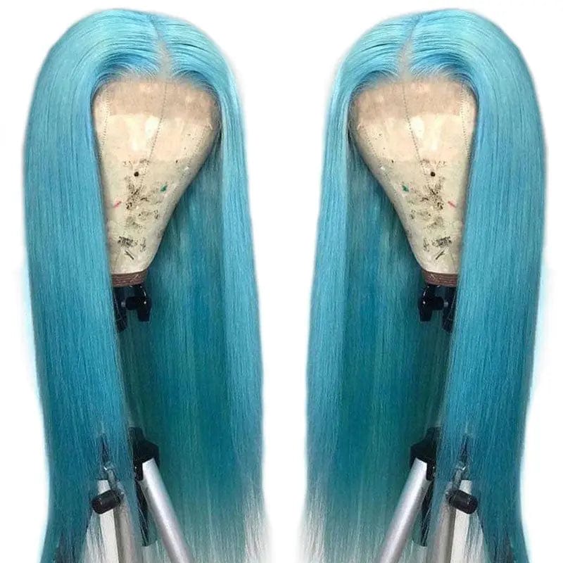 14 Inches / Light Blue Pre Colored Pink Purple Yellow Green Gray Wigs