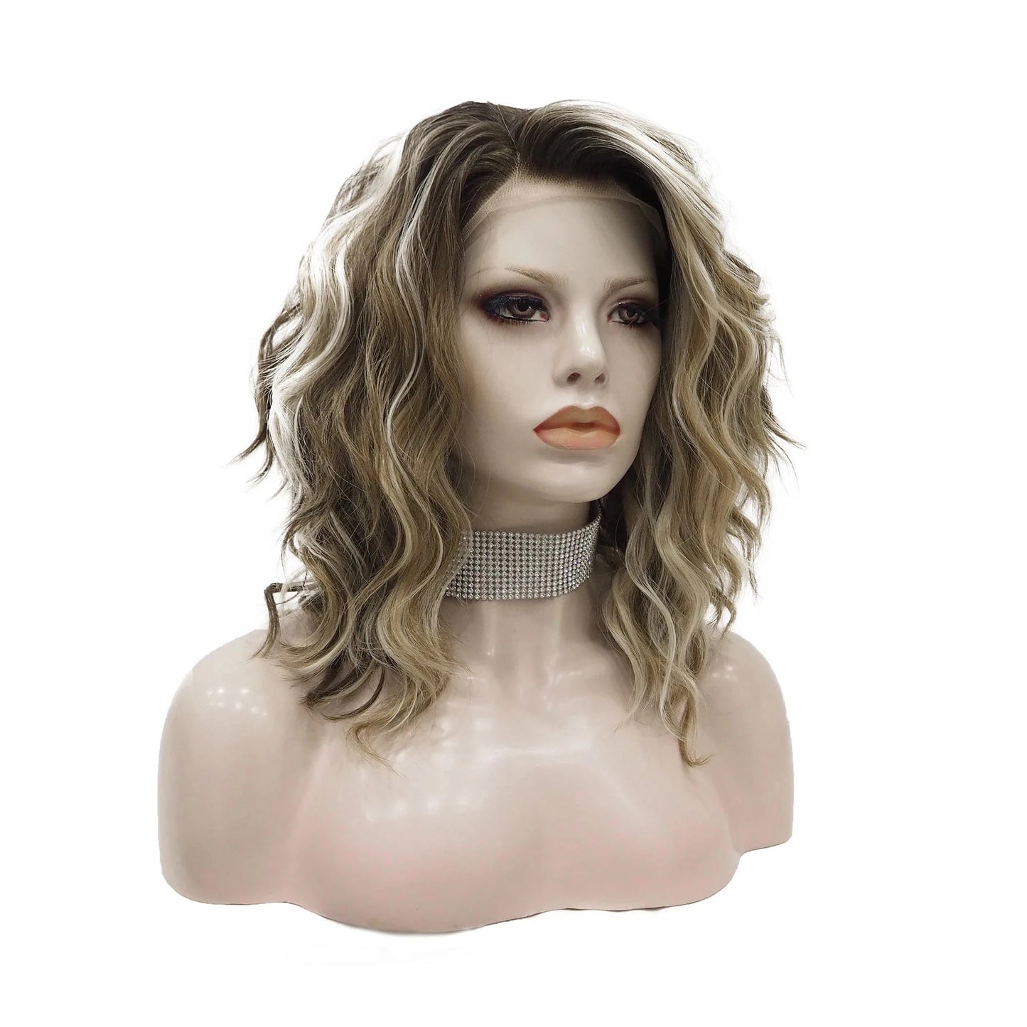 14 Inches / N17-2112-02-GL Celebrity 14inch ombre natural color short curly WigCosplay Premium Synthetic Wigs Futura Heat Resistant Synthetic Hair Wig
