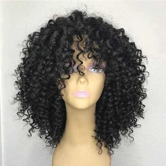 14 Inches / Natural Fast shipping factory price wig for black women no shedding no tangle human hair short bouncy curly virgin lace front wig