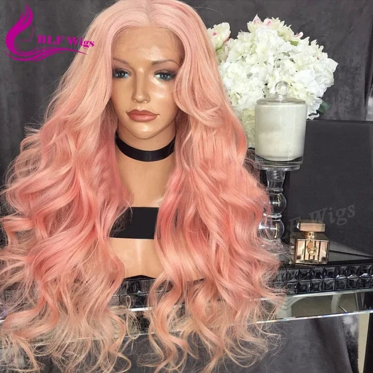 14 Inches / Pink Jerry Curly Pink Lace Front Wig Malaysian Human Hair Wigs for Black Women
