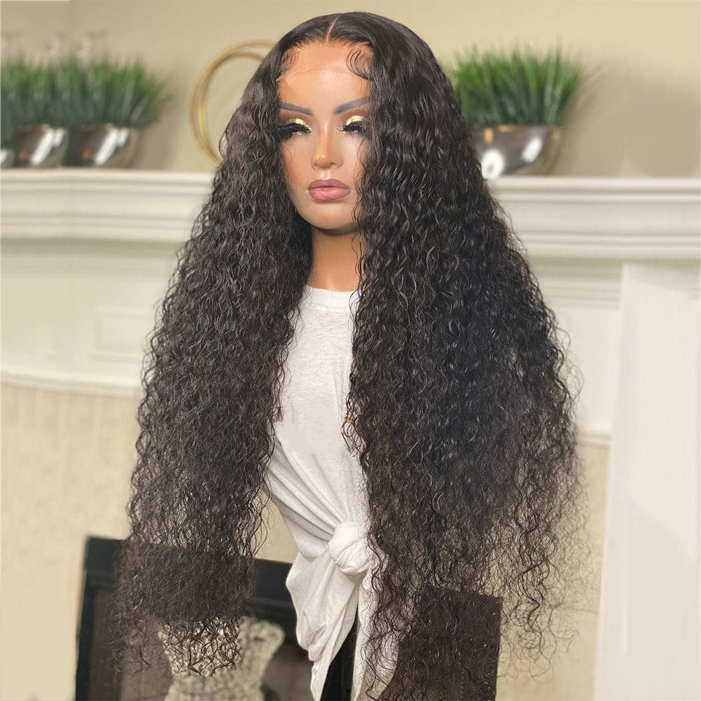 14 Inches / Water Wave Wholesale Water Wave Natural Color Raw Peruvian Hair Lace Front Wigs for Black Women