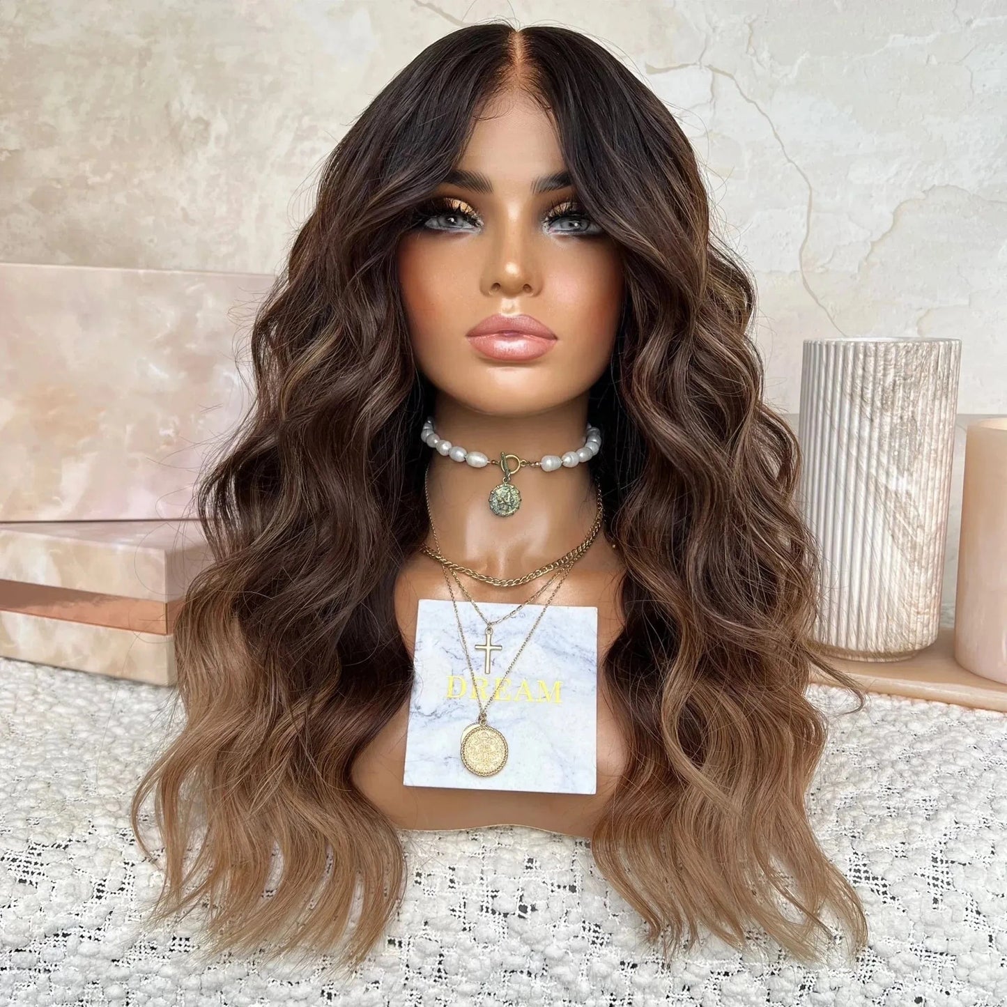 14 Inches / Wig 2 Freedom Quality Wig 150% Density #4 Brown Balayage Color Body Wave 100% Virgin Remy Cuticle Aligned Human Hair Lace Front Wigs