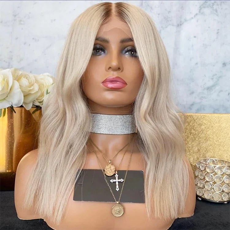 14 Inches / Wig 4 Salon Quality Honey Blonde Highlight Color Short Bob Cut Wig Virgin European Cuticle Human Hair Clear Lace Front Wigs