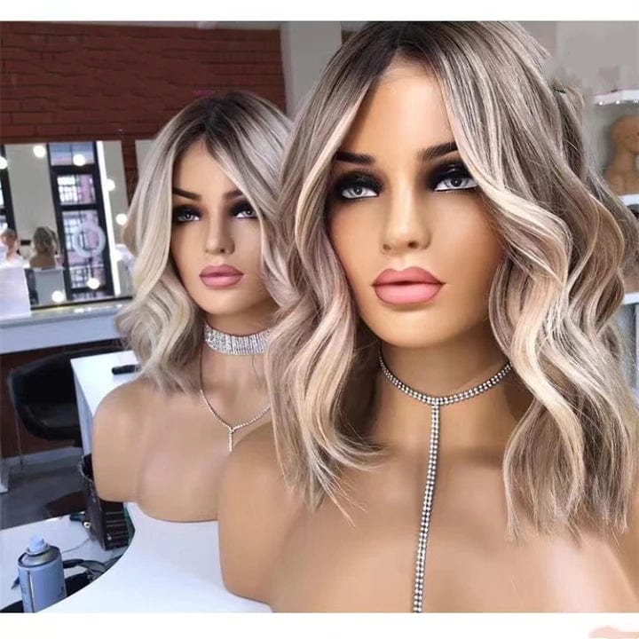 14 Inches / Wig 8 Salon Quality Honey Blonde Highlight Color Short Bob Cut Wig Virgin European Cuticle Human Hair Clear Lace Front Wigs