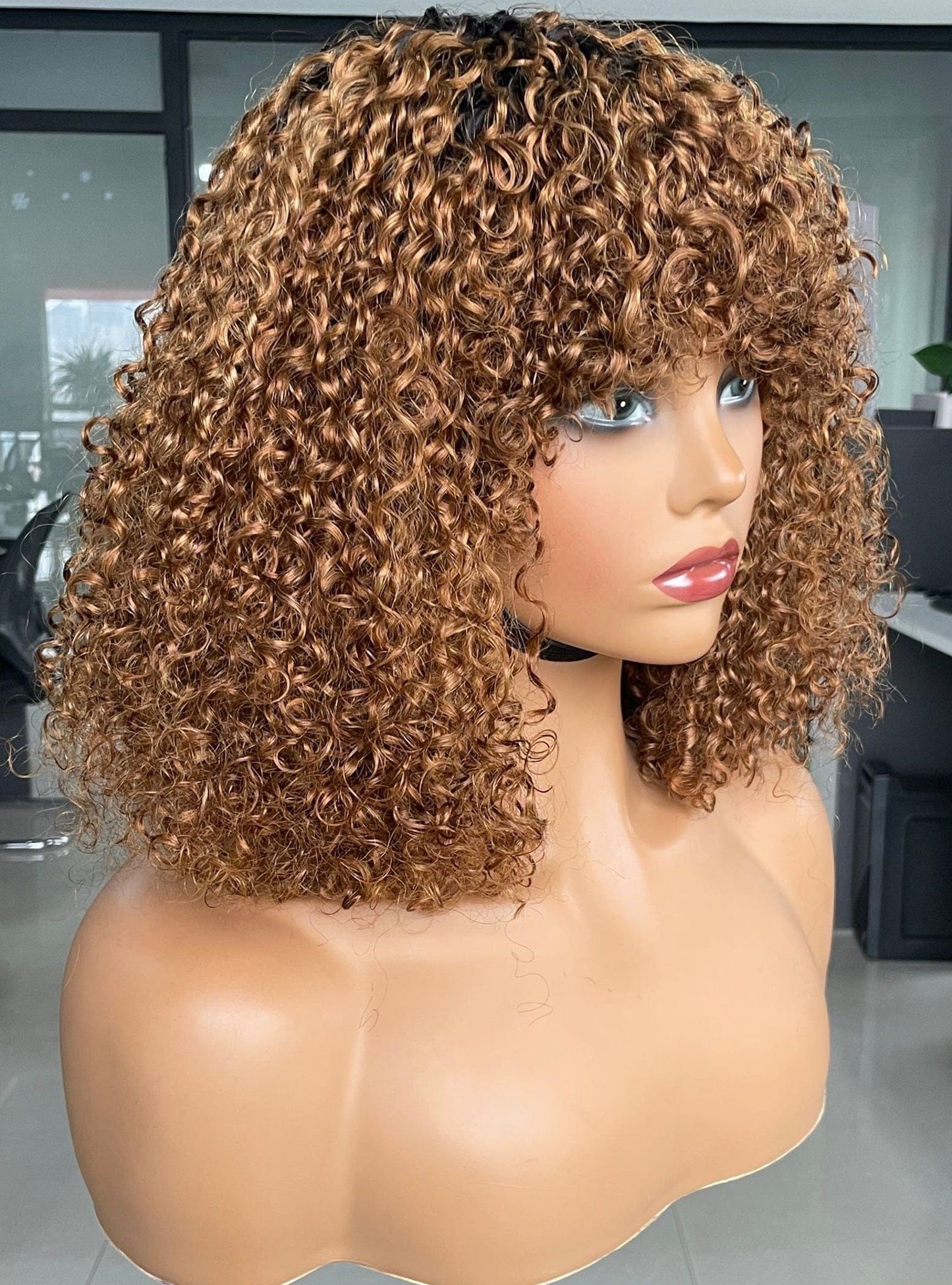 14 Inches / XY-21008 Mayqueen Wholesale Human Hair Super Double Drawn Bob Straight With Bang Natural Ombre Color Closure Lace Frontal Wigs For Black