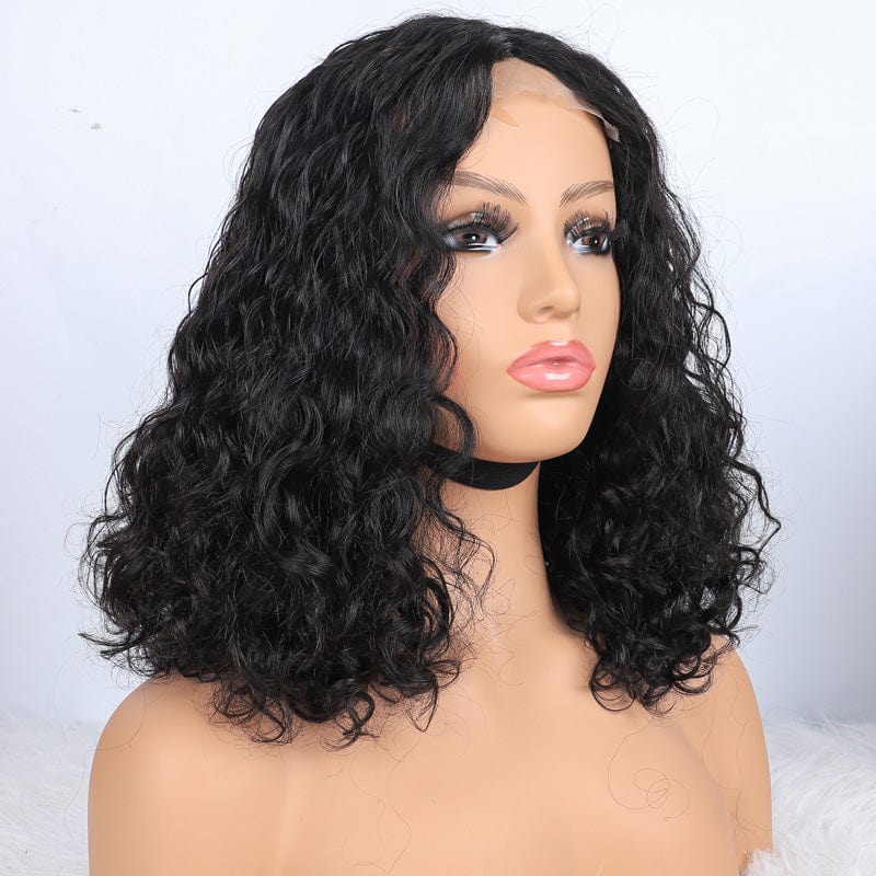14 Inches / XY-21038 1B Mayqueen Wholesale Human Hair Super Double Drawn Bob Straight With Bang Natural Ombre Color Closure Lace Frontal Wigs For Black