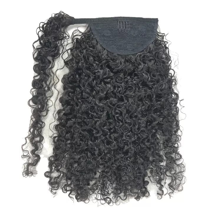 140g Wrap Around Ponytail Hair Extensions Curly Afro Kinky Burmese Curly Human Raw Virgin Hair