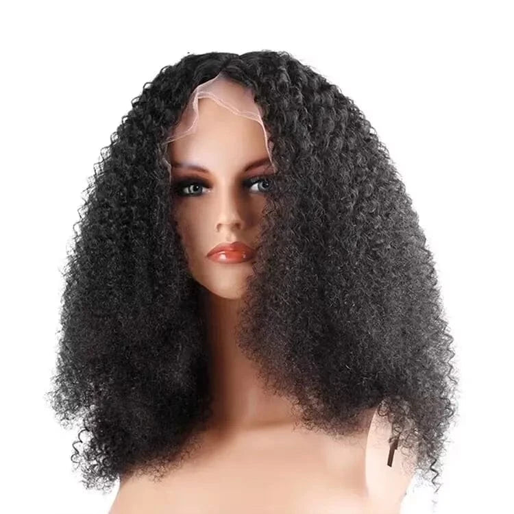 14inch 200%Density Afro Kinky edges Glueless Wig,Brazilian Virgin Human Hair Wigs For Black Women,Bob Curly 13X4 lace Front Wigs