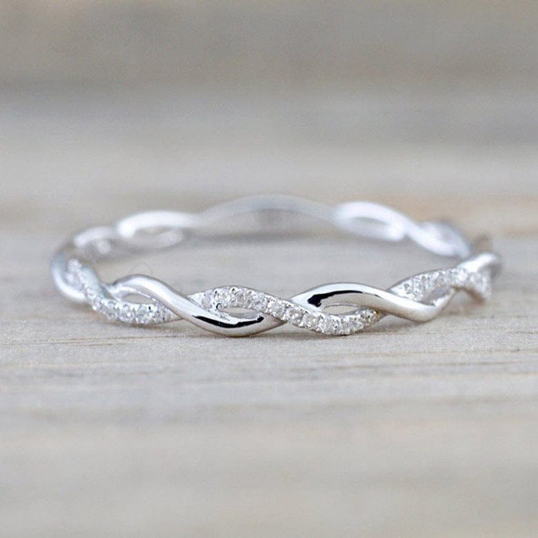 14K Gold Plated Cubic Zirconia Twisted Rope Eternity Band for Women Promise Ring for Girls Amazon Dropship