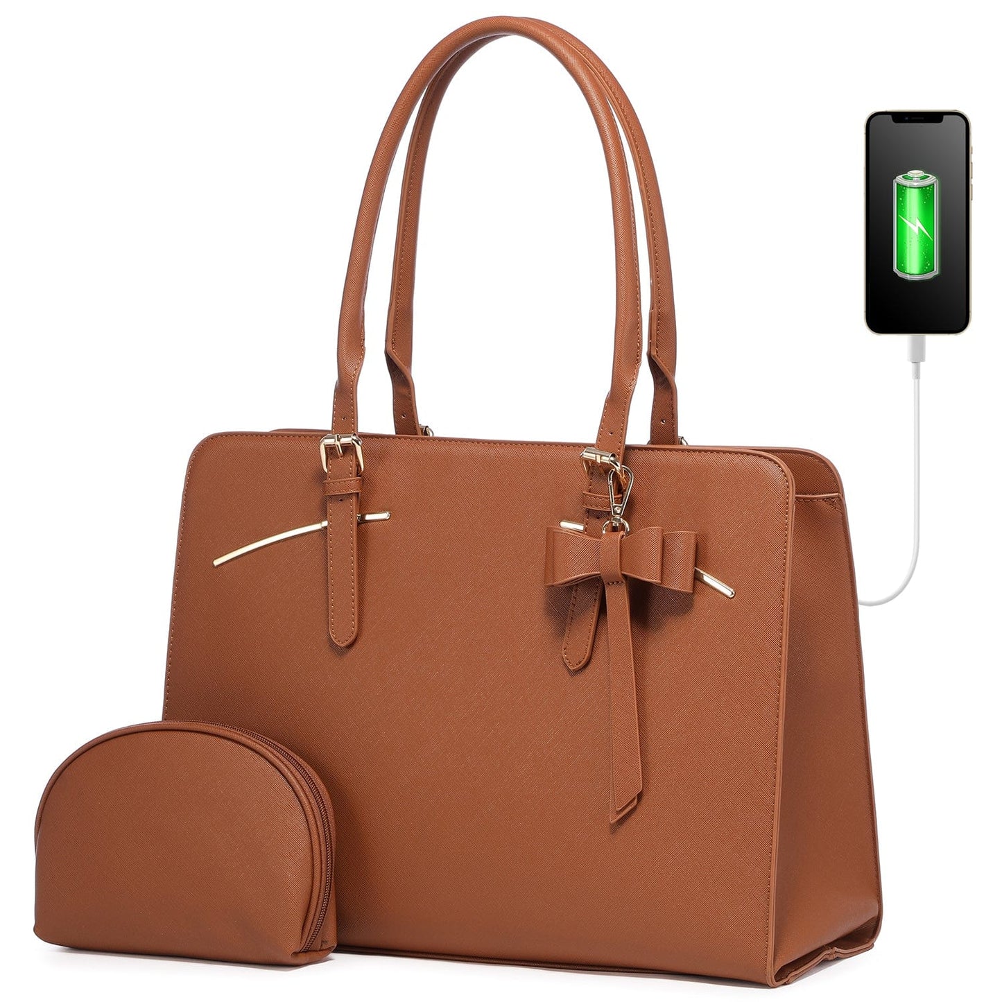 15.6'' / Brown LOVEVOOK 2022 Ladies Handbags Laptop Work Shoulder Tote Computer Bags Pu Leather Women Briefcase Laptop Bags
