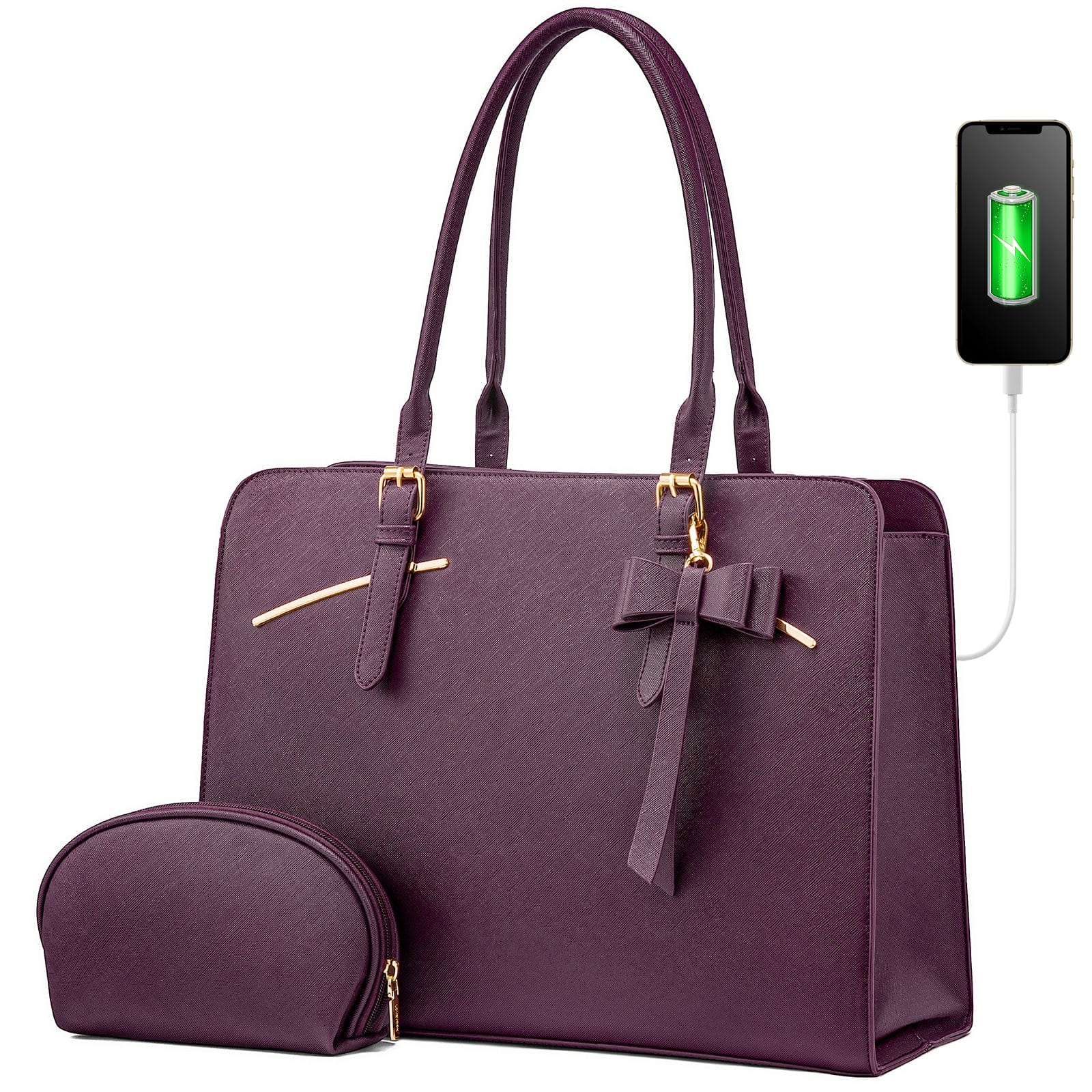 15.6'' / Purple LOVEVOOK 2022 Ladies Handbags Laptop Work Shoulder Tote Computer Bags Pu Leather Women Briefcase Laptop Bags