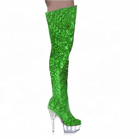 15 cm sexy hate day superb high tall canister boots the knee-high boots pole dancing performance stage shows dress shoress shoes