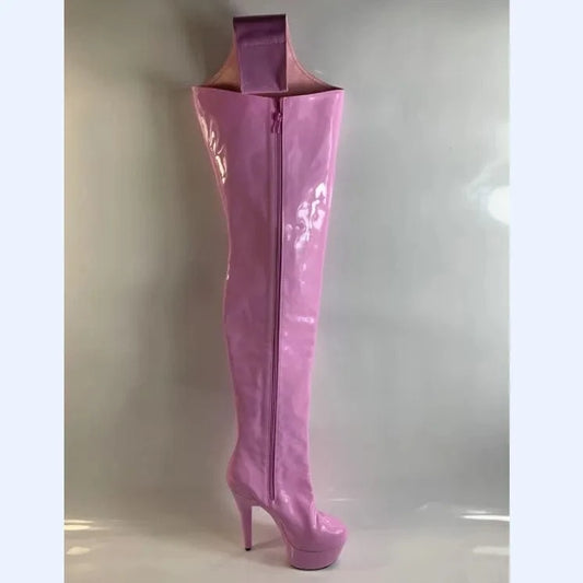 15 cm the pink high with knees and the waist boots nightclub dance fashion models show sexy jumpsuits boots shoes
