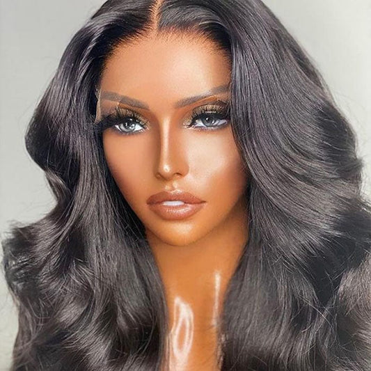 150 Density 100 Raw Virgin Cuticle Aligned Human Hair Bone Straight Body Wave Transparent Closure Wig 5X5