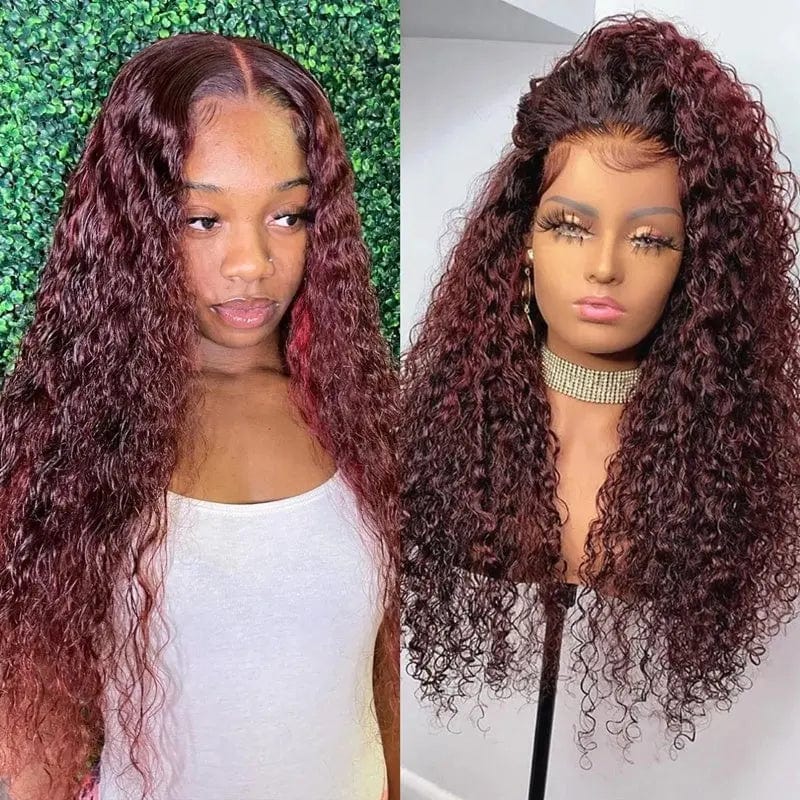 150% Density Burgundy Colored Kinky Curly Wigs