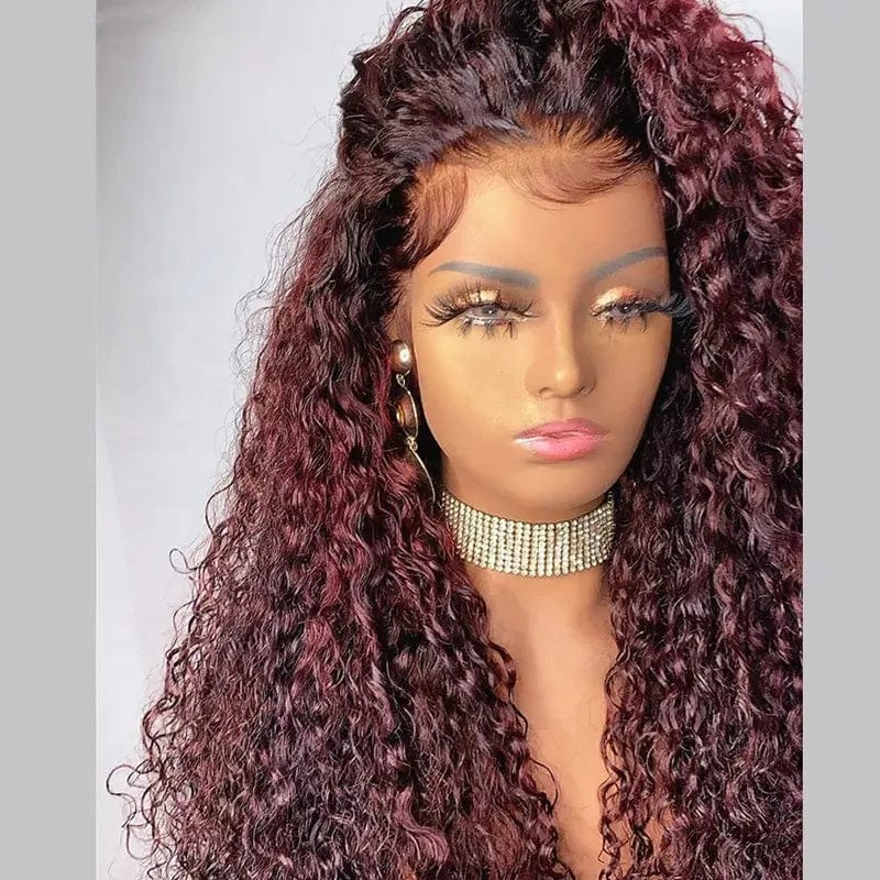 150% Density Burgundy Colored Kinky Curly Wigs