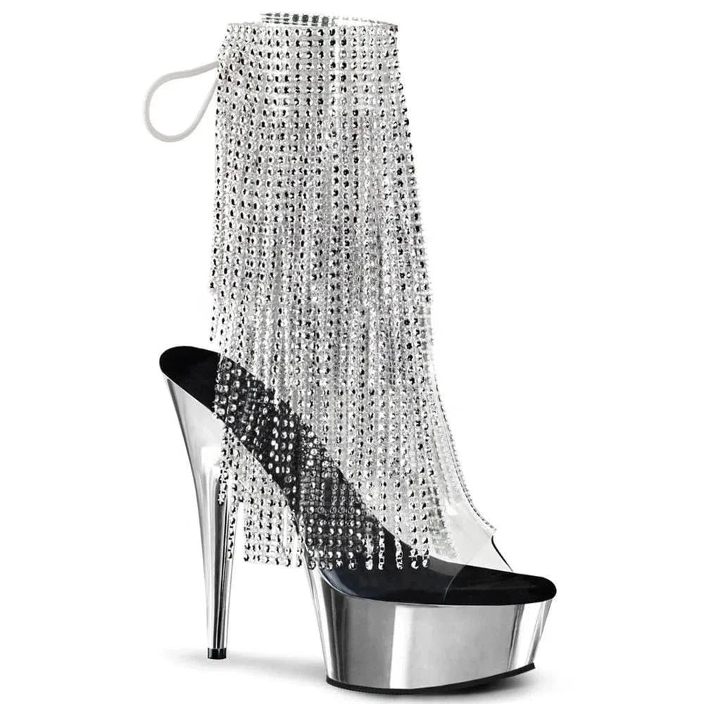 15cm sexy tassel thin heel high heel back lace-up pole dance shoes/model catwalk dress shoes