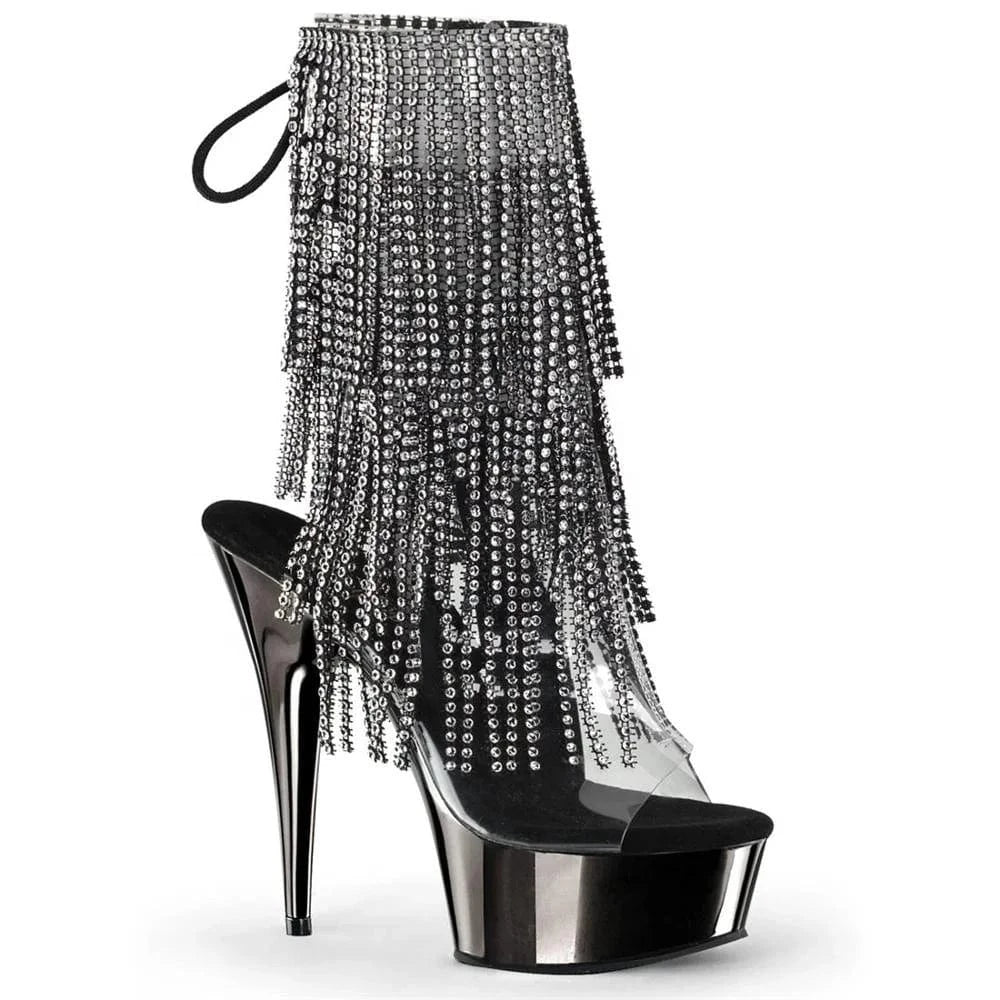 15cm sexy tassel thin heel high heel back lace-up pole dance shoes/model catwalk dress shoes