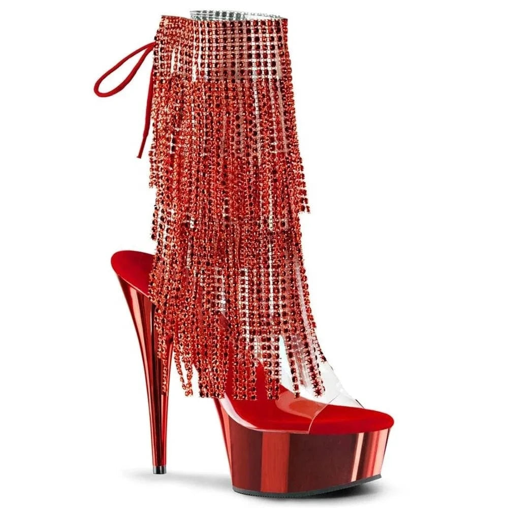 15cm sexy tassel thin heel high heel back lace-up pole dance shoes/model catwalk dress shoes