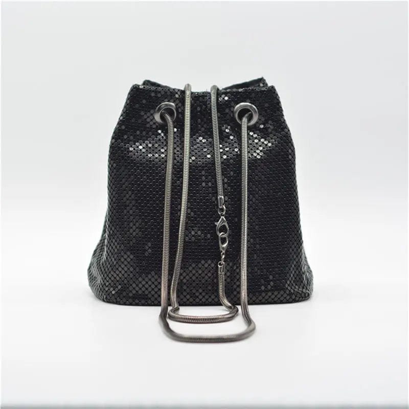 15X12.5X16CM / Black Wholesale Cross Body Bag Aluminum Evening Clutch Bag Party Prom Wedding Shoulder Purse Metallic Shiny Scale Tote Bag