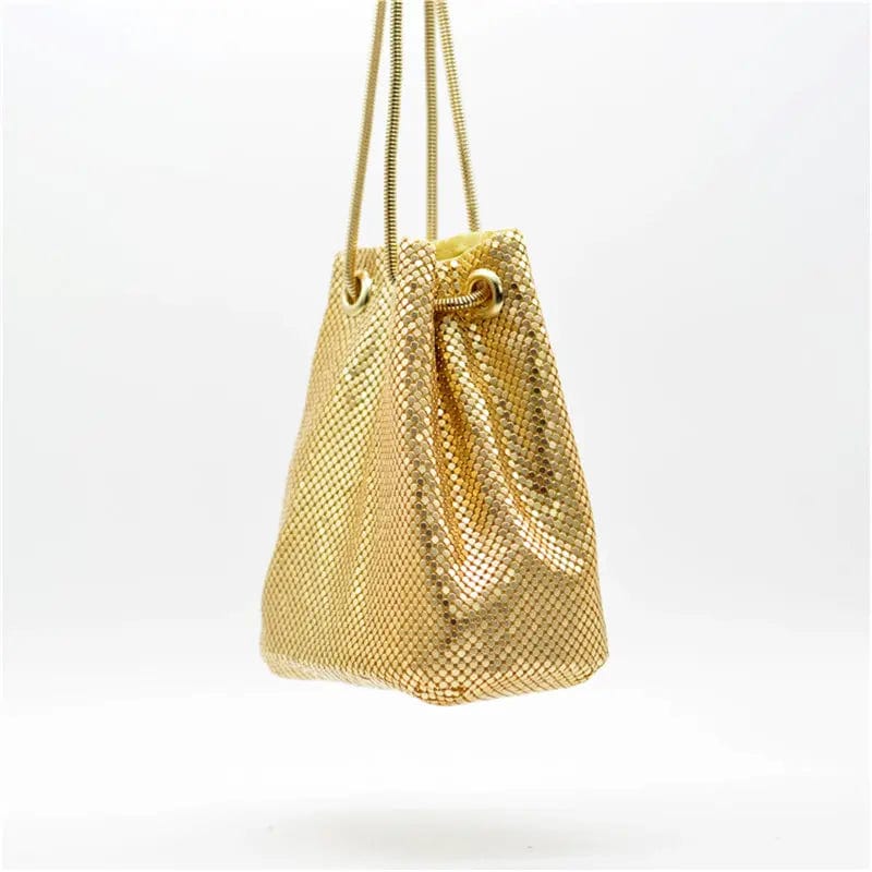 15X12.5X16CM / Gold Wholesale Cross Body Bag Aluminum Evening Clutch Bag Party Prom Wedding Shoulder Purse Metallic Shiny Scale Tote Bag