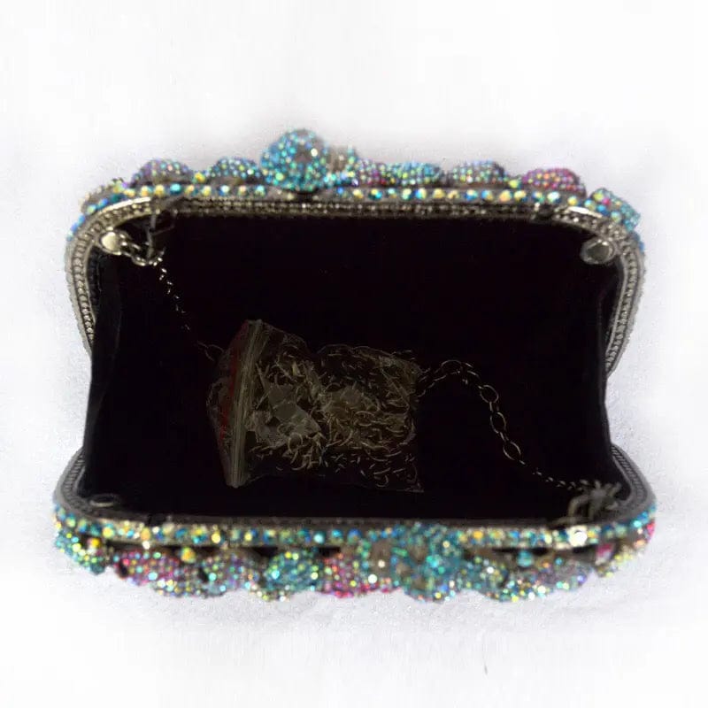 15X4.5X9CM / Multi Luxurious Crystal Rhinestone Clutch Handbag Handmade Evening Bags Skulls Head Clutch Purse Ladies Fashion Night Party Bag