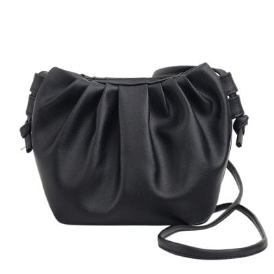 16*18*10CM / black Fashion Pure Color High Quality Leather Ruched Pattern Cloud Shape Women Shoulder Bag