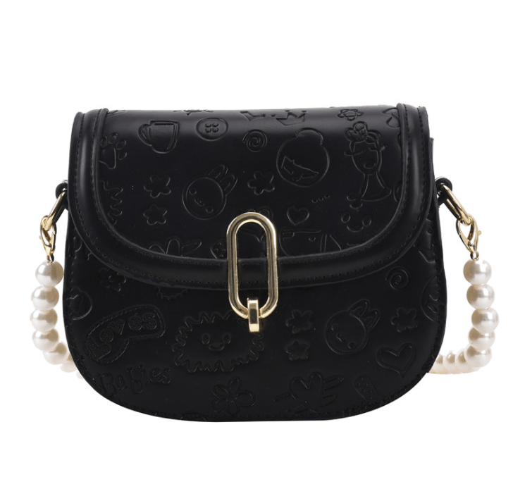 16*6*14cm / #2 Hot sale cute cartoon print pearl chain lady tote bag small square bag shoulder handbag Chain Shoulder Messenger Bags