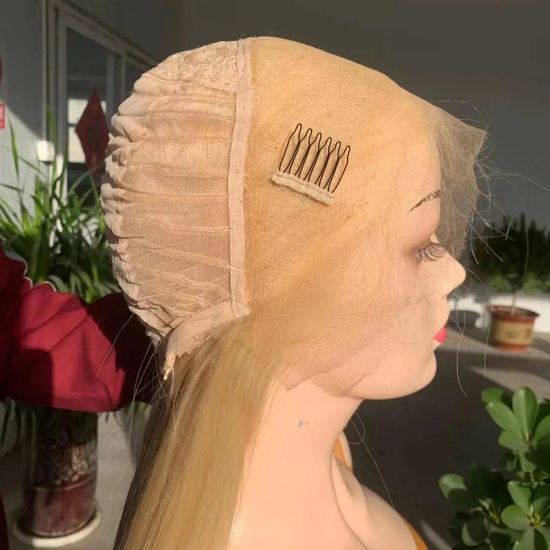 16 Inches / 13*4 hd wig Hot sale 130% 150% Density 100% raw human one donor hair 613 Blonde Transparent full Lace Wig