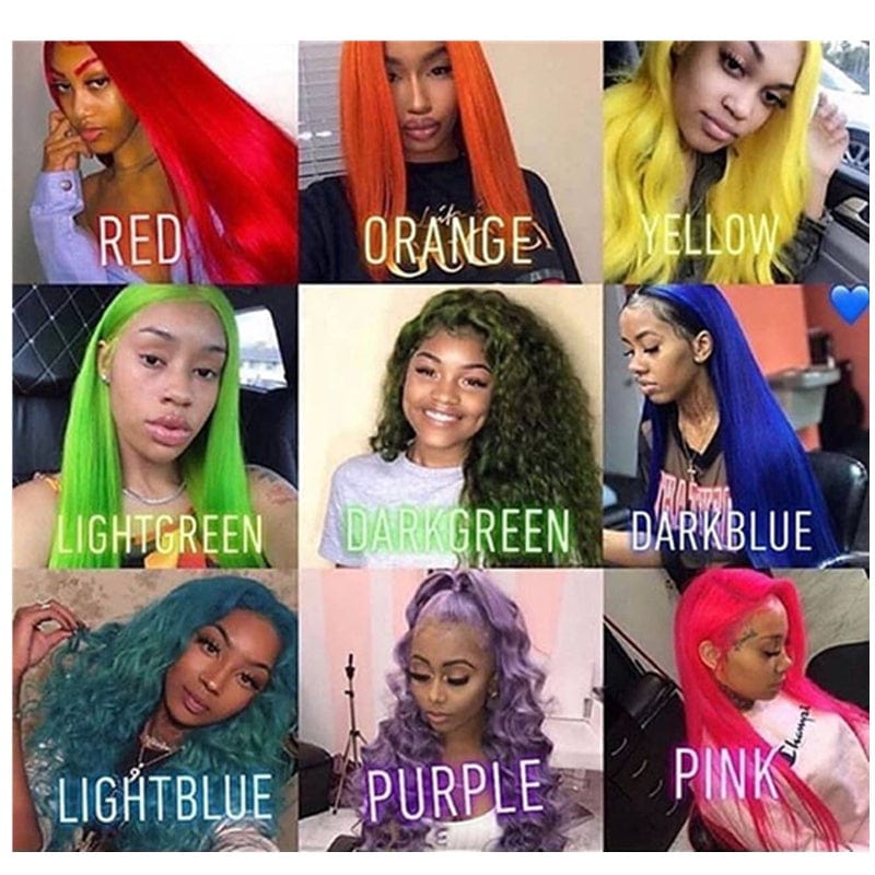 16 Inches / 180% density human hair lace front wig body wave 360 lace wigs for black women purple color hair wholesale HD transparent lace wigs