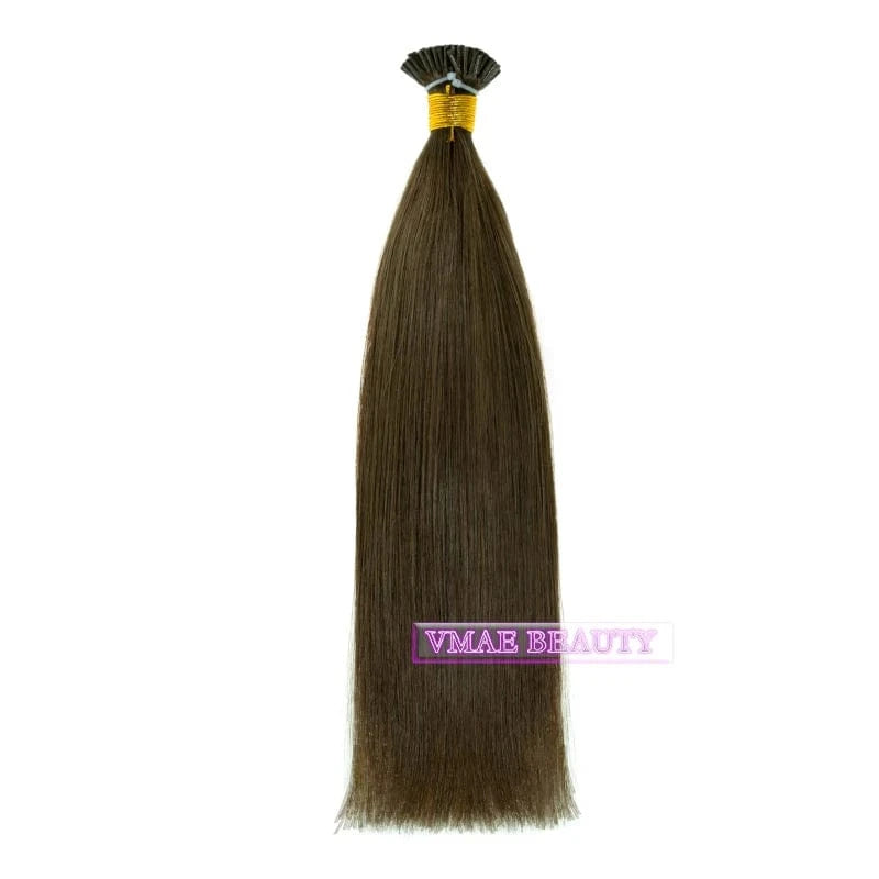 16 Inches / #4 VMAE 100g Cuticle Aligned #1 #1b #2 #4 Bone Straight Double Drawn Raw Virgin Keratin Stick I Tip Human Hair Extensions Wholesale