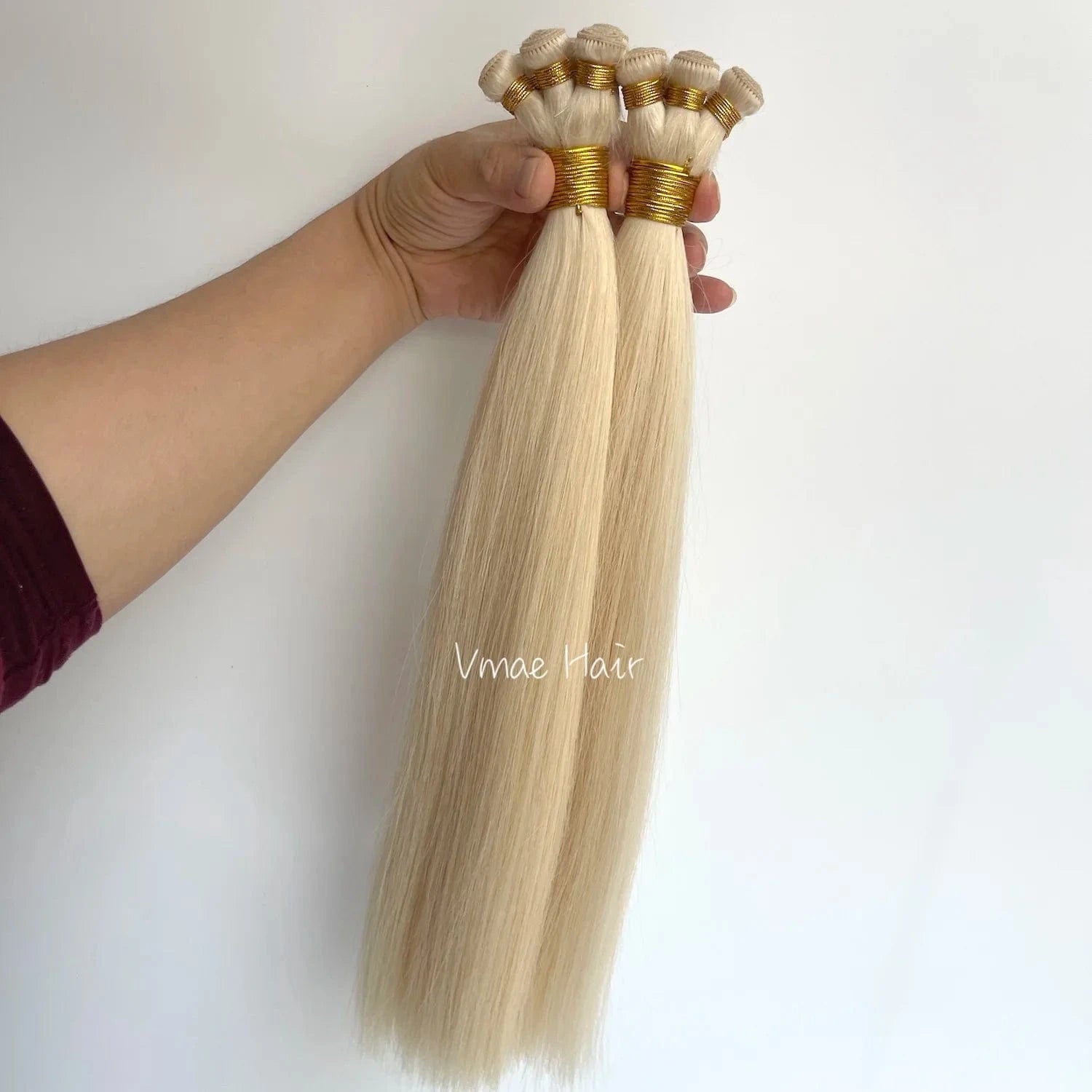 16 Inches / 60# VMAE High Quality Full Cuticle Aligned Virgin Hair Weft 60# Light Color Straight Handtied Human Hair Extension