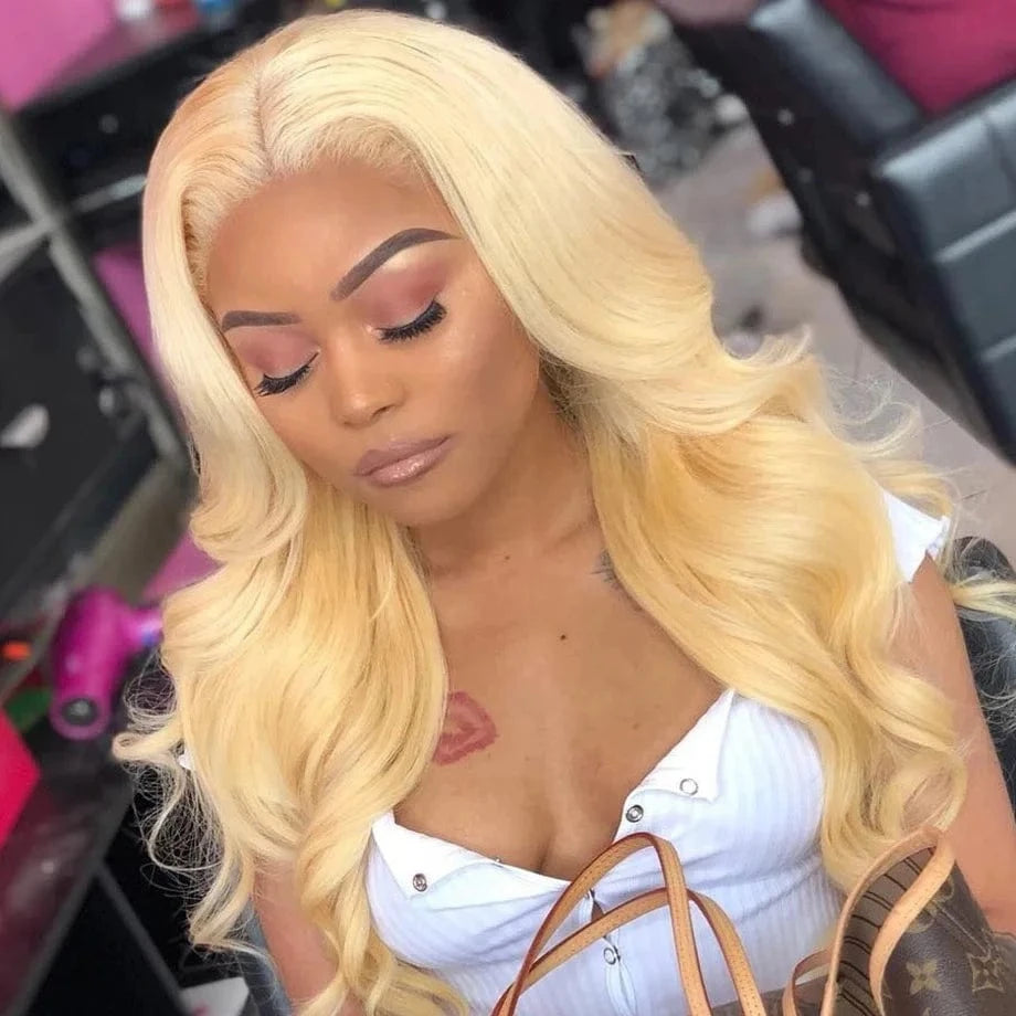 16 Inches / 613 blonde wig body wave Brazilian 613 Lace Frontal Wigs Cheap Human Lace Wig 150% Density 13x4 Blonde Lace Frontal Wig Pre Plucked For Black Women