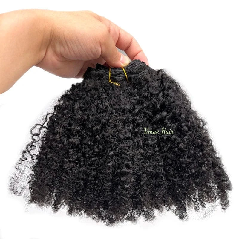 16 Inches / Afro Curly A VMAE 3B Style Virgin Human Hair Extension 100g Indian Kinky Curly Afro 4A 4B 4C Bundles Cuticle Aligned Natural Black Weft