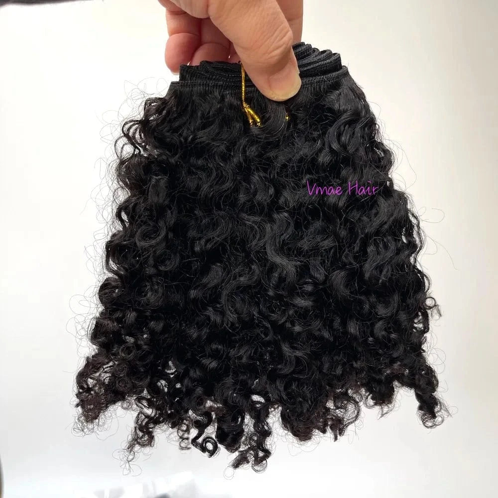 16 Inches / Afro Curly C VMAE 3B Style Virgin Human Hair Extension 100g Indian Kinky Curly Afro 4A 4B 4C Bundles Cuticle Aligned Natural Black Weft
