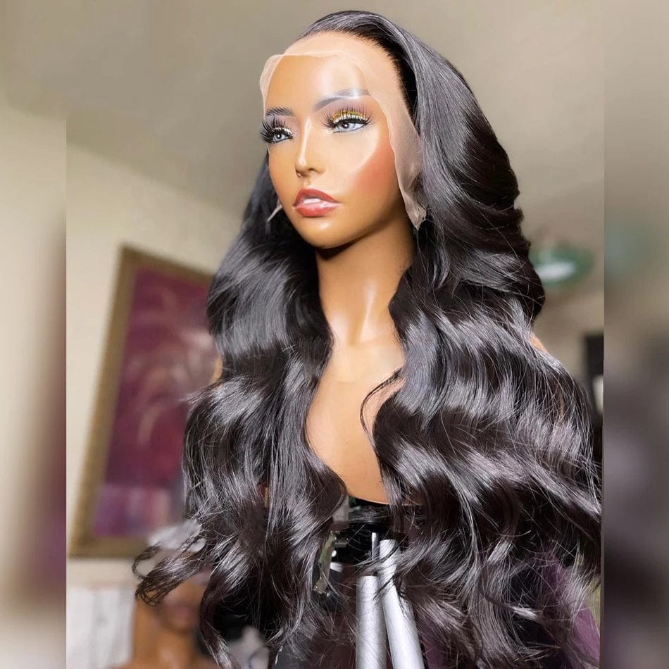 16 Inches / as pic color 250% density 200Density Natural Body Wave Human Hair Wigs with Babyhair Prepluck 5X5 Lace Closure Wig for Black Women Glueless Indian Remy