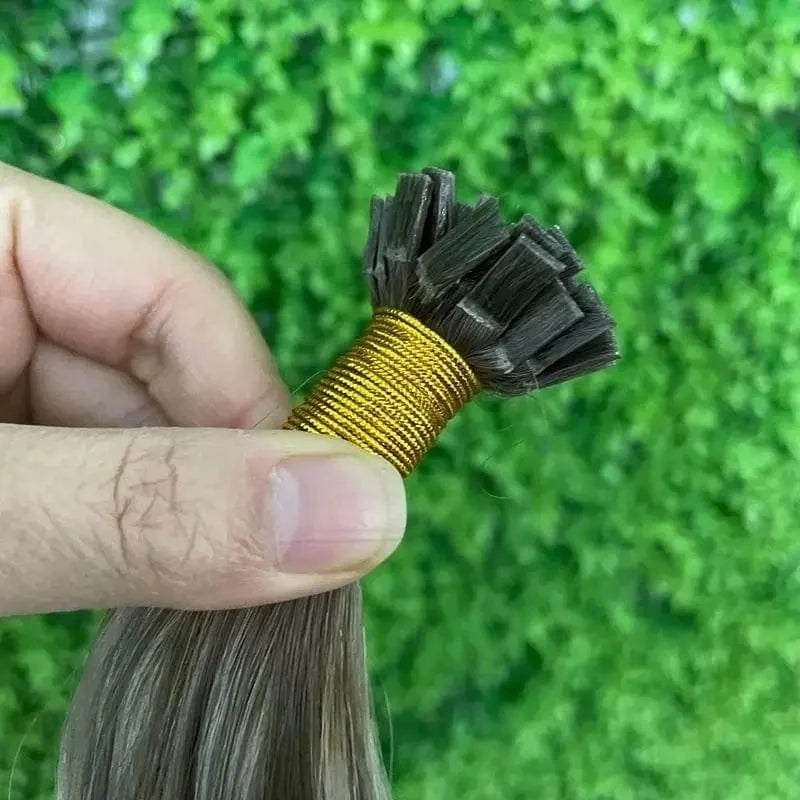 16 Inches / ash blonde Russian hair Flat tip Keratin Bonds straight Human hair extensions Pre-bonded ash blonde color K tip raw bundles